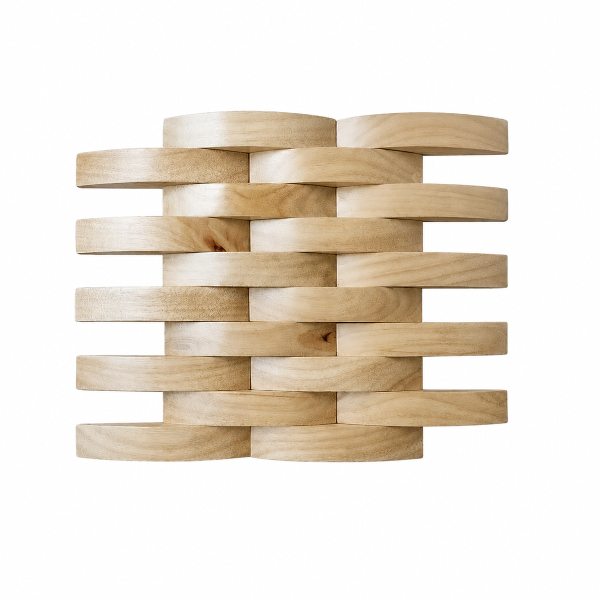 Panneau Mural Bois 3D | Onda Naturel | 30×30 cm | Mosaïque Hévéa Tressé