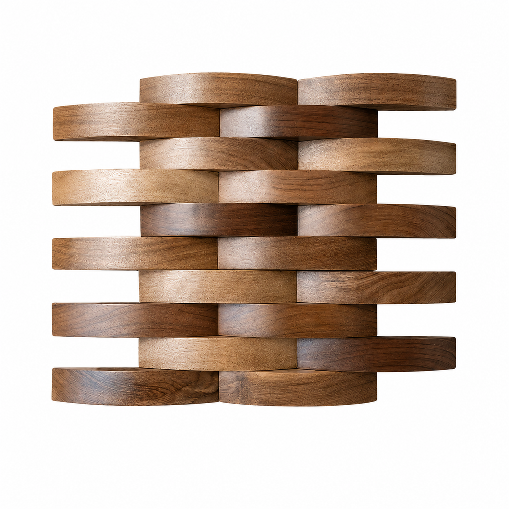 Panneau Mural Bois 3D | Onda | 30×30 cm | Mosaïque Noyer Noir Tressé