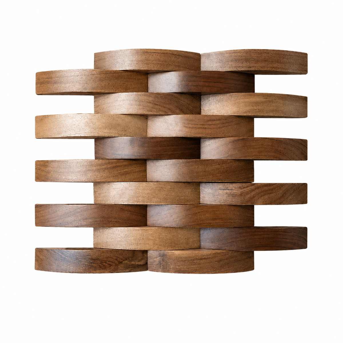Panneau Mural Bois 3D | Onda | 30×30 cm | Mosaïque Noyer Noir Tressé