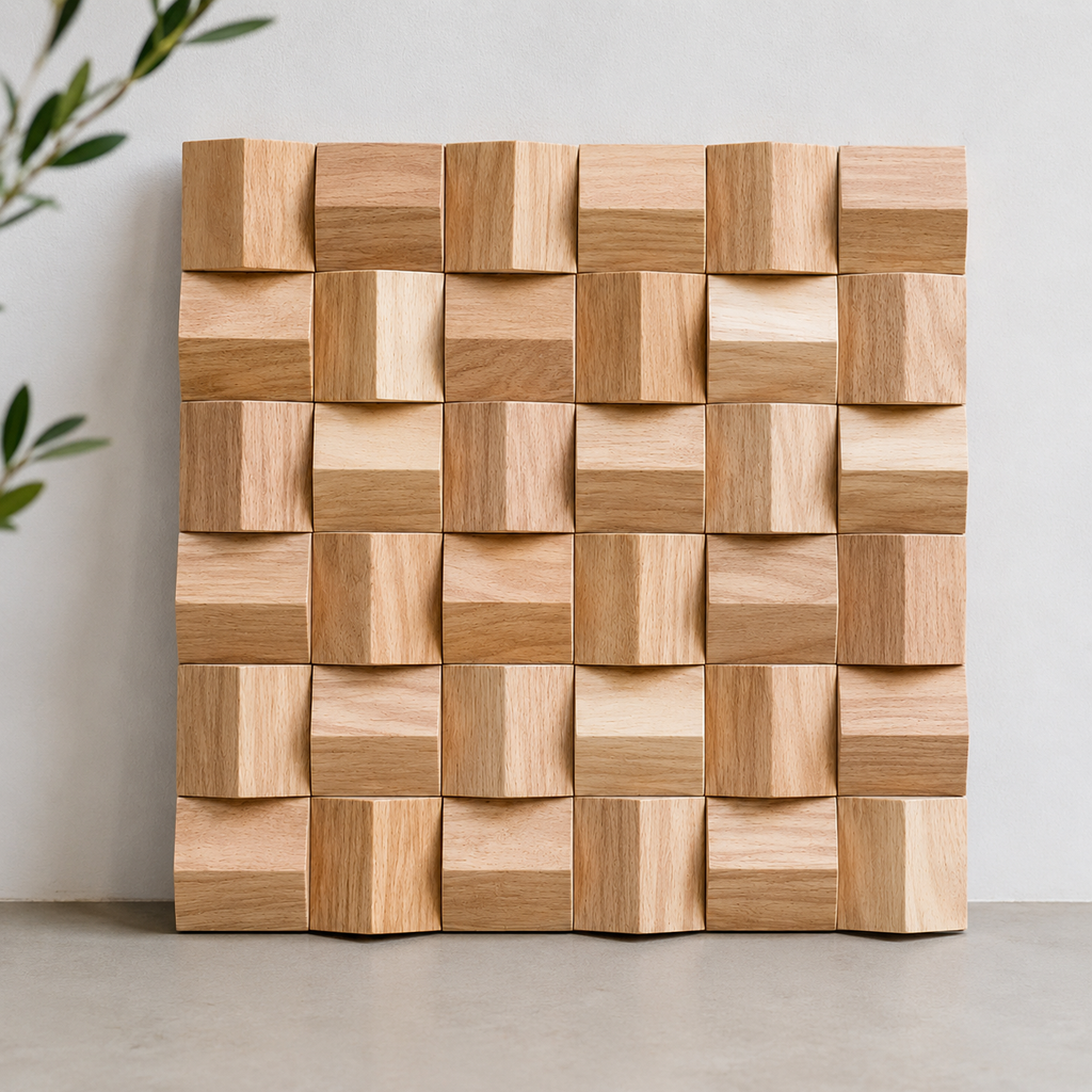 Panneau Mosaïque en Bois | Küben | 30×30 cm | Carrelage en Bois