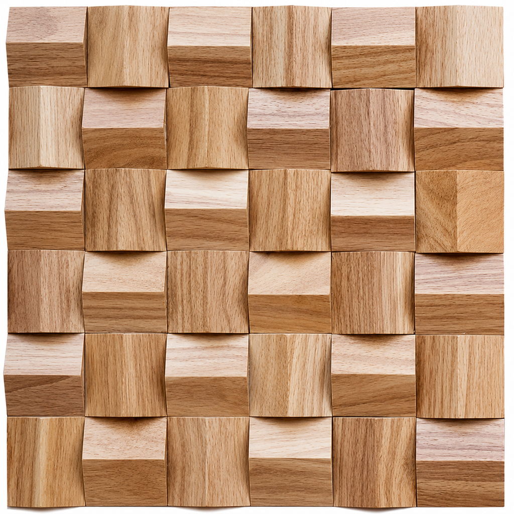 Panneau Mosaïque en Bois | Küben | 30×30 cm | Carrelage en Bois