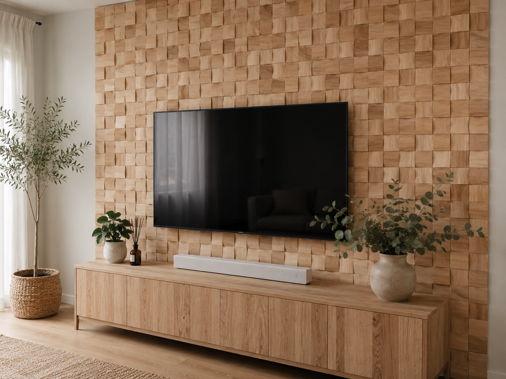 Panneau Mosaïque en Bois | Küben | 30×30 cm | Carrelage en Bois