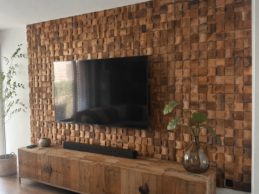 Panneau Mosaïque en bois | Terra | 30×30 cm | Carrelage en bois