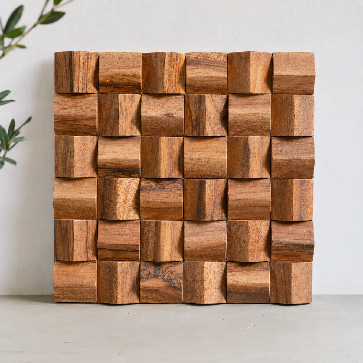 Panneau Mosaïque en bois | Terra | 30×30 cm | Carrelage en bois