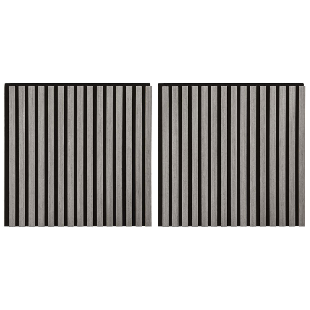 Panneau acoustique mural chêne gris – Lattes sur feutre noir 60,5 x 60 cm - lot de 2