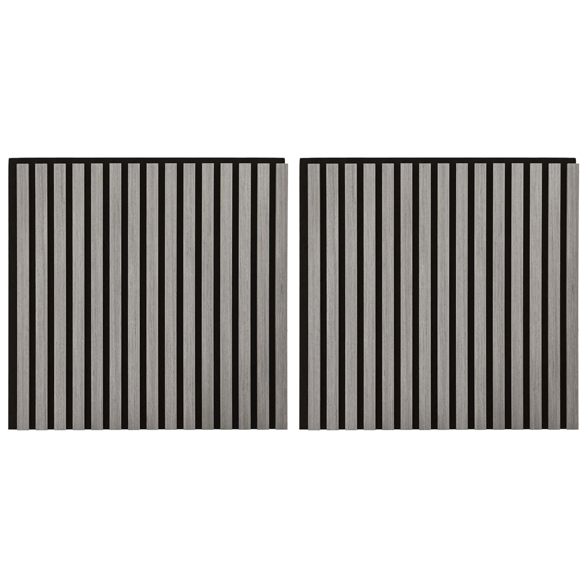 Panneau acoustique mural chêne gris – Lattes sur feutre noir 60,5 x 60 cm - lot de 2