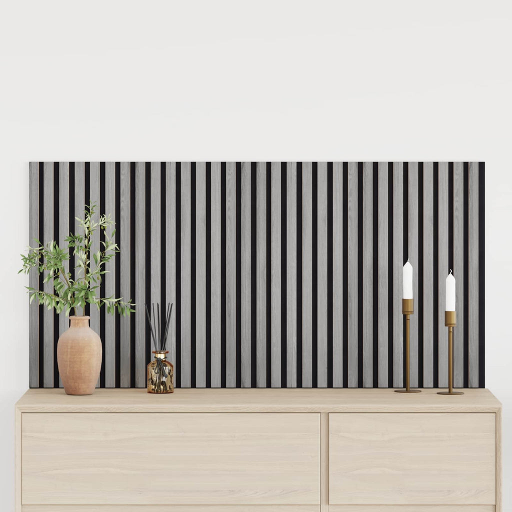 Panneau acoustique mural chêne gris – Lattes sur feutre noir 60,5 x 60 cm - lot de 2