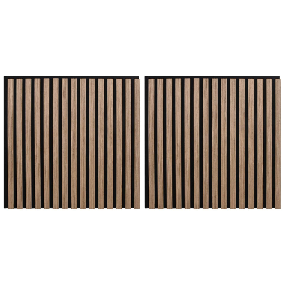 Panneau acoustique mural chêne brun – Lattes sur feutre noir 60,5 x 60 cm - lot de 2