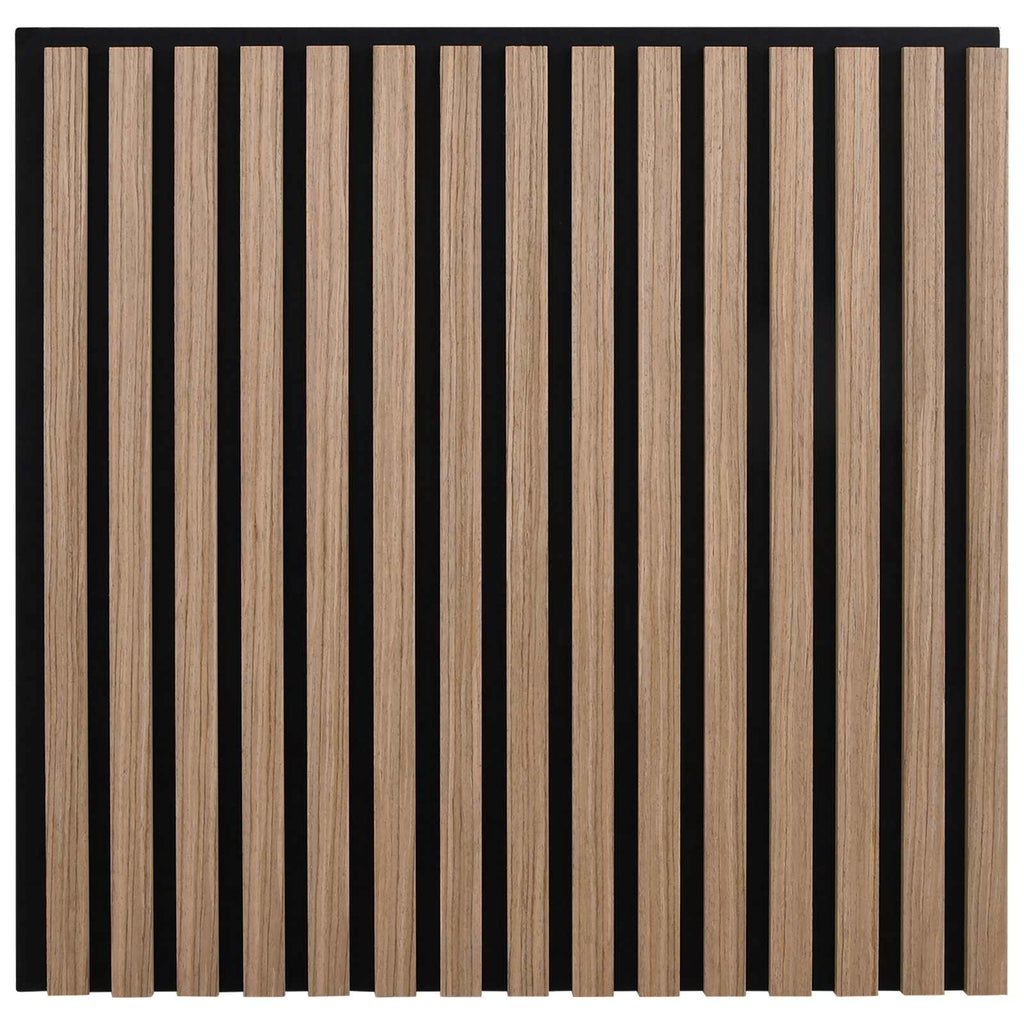 Panneau acoustique mural chêne brun – Lattes sur feutre noir 60,5 x 60 cm - lot de 2