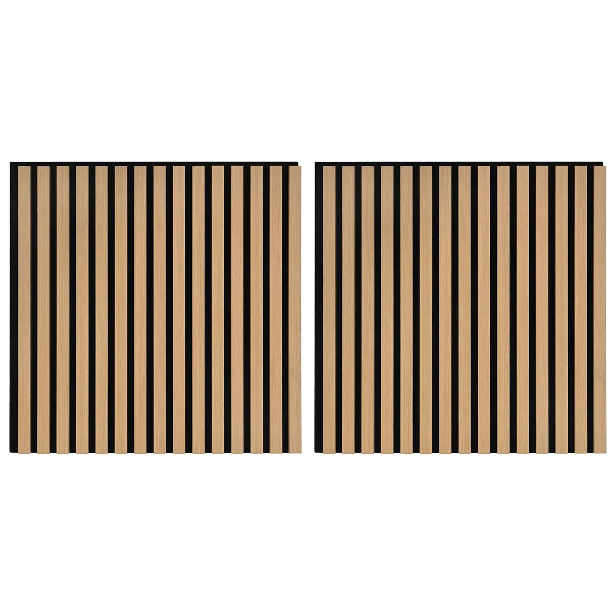 Panneau acoustique mural chêne naturel – Lattes sur feutre noir 60,5 x 60 cm - lot de 2