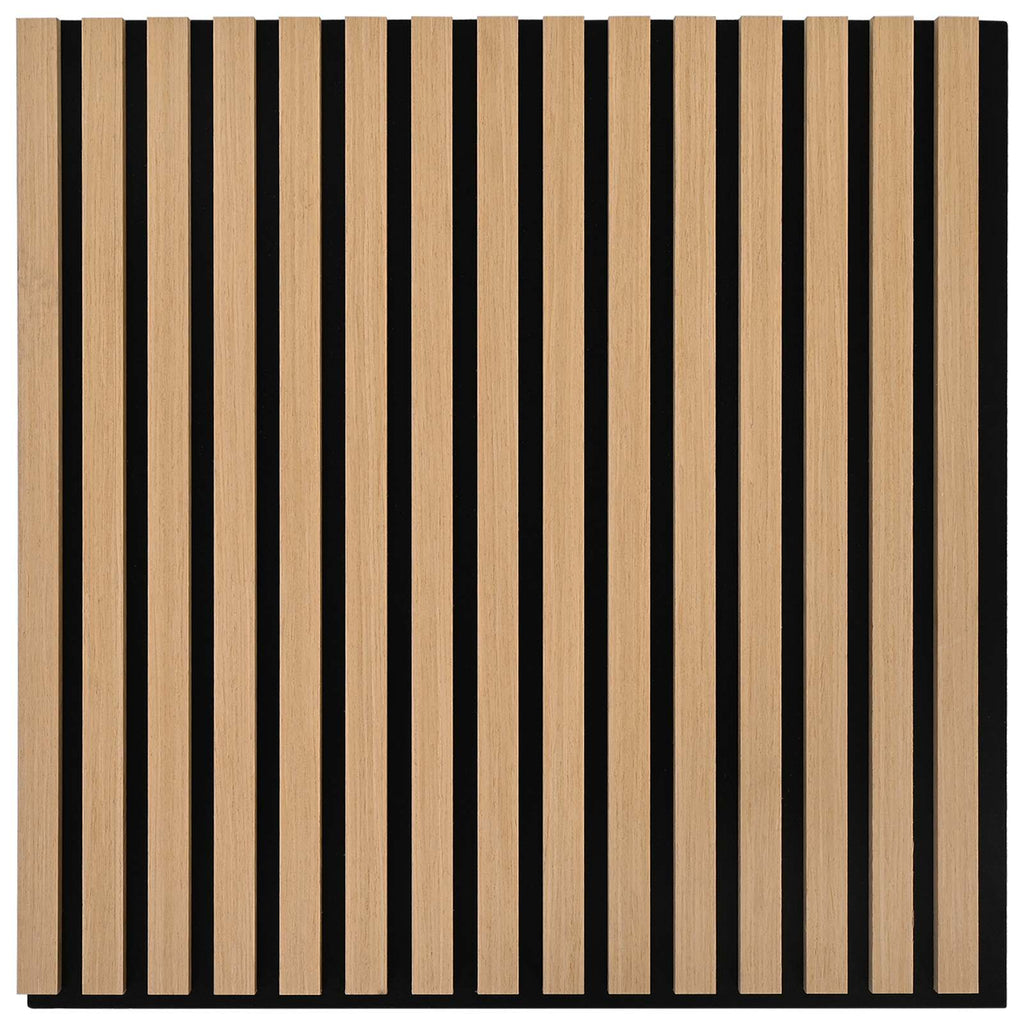 Panneau acoustique mural chêne naturel – Lattes sur feutre noir 60,5 x 60 cm - lot de 2