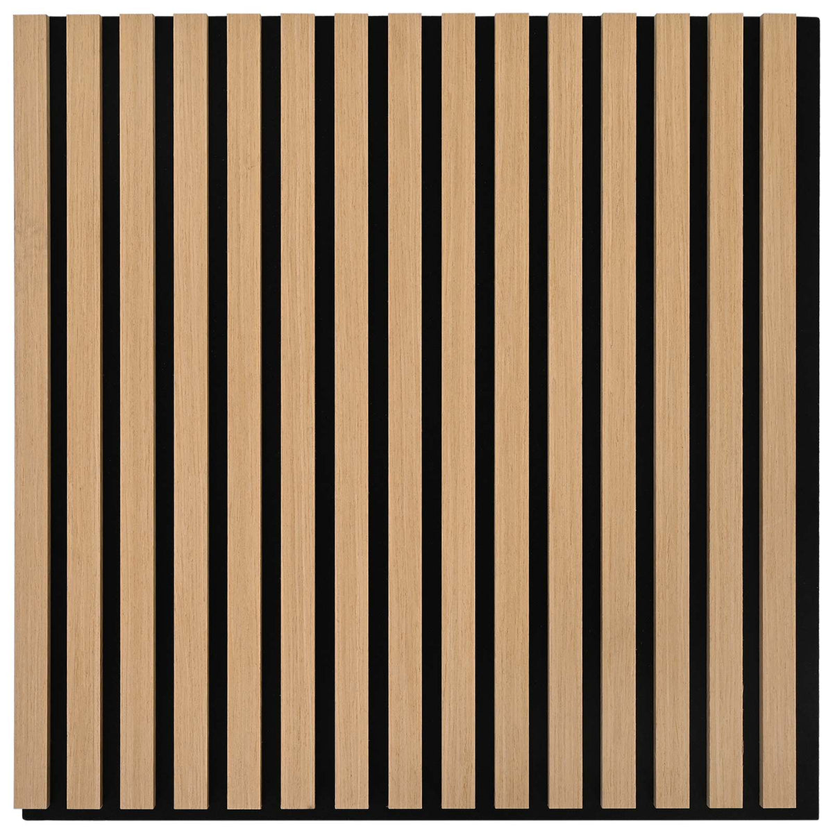 Panneau acoustique mural chêne naturel – Lattes sur feutre noir 60,5 x 60 cm - lot de 2