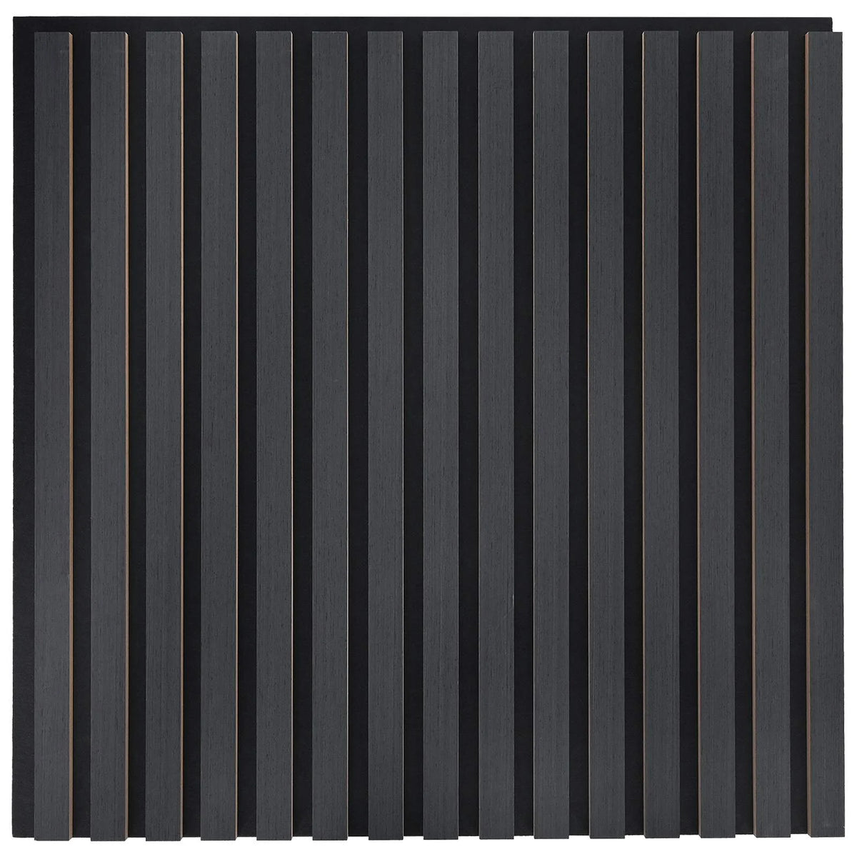 Panneau acoustique mural chêne anthracite – Lattes sur feutre noir 60,5 x 60 cm - lot de 8