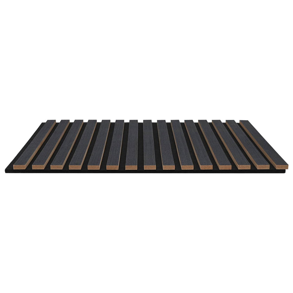 Panneau acoustique mural chêne anthracite – Lattes sur feutre noir 60,5 x 60 cm - lot de 8