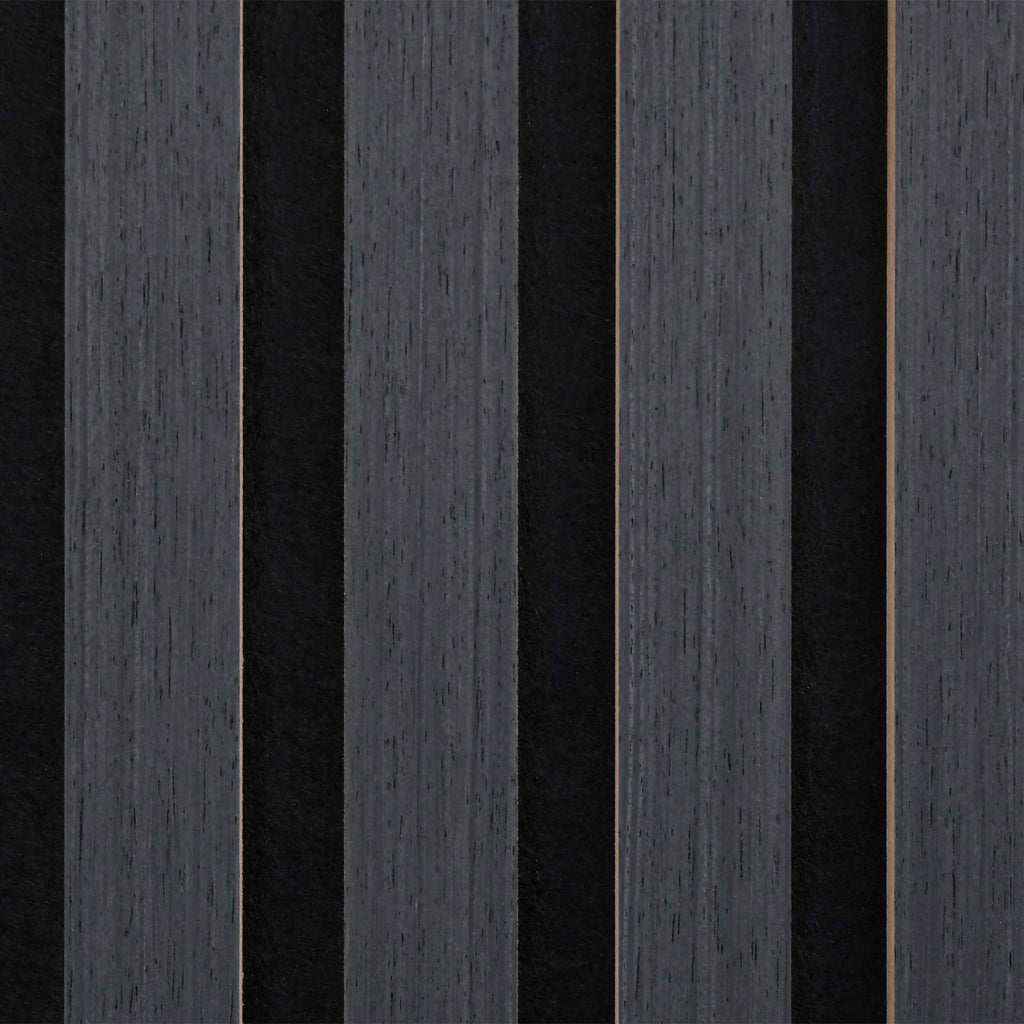 Panneau acoustique mural chêne anthracite – Lattes sur feutre noir 60,5 x 60 cm - lot de 8