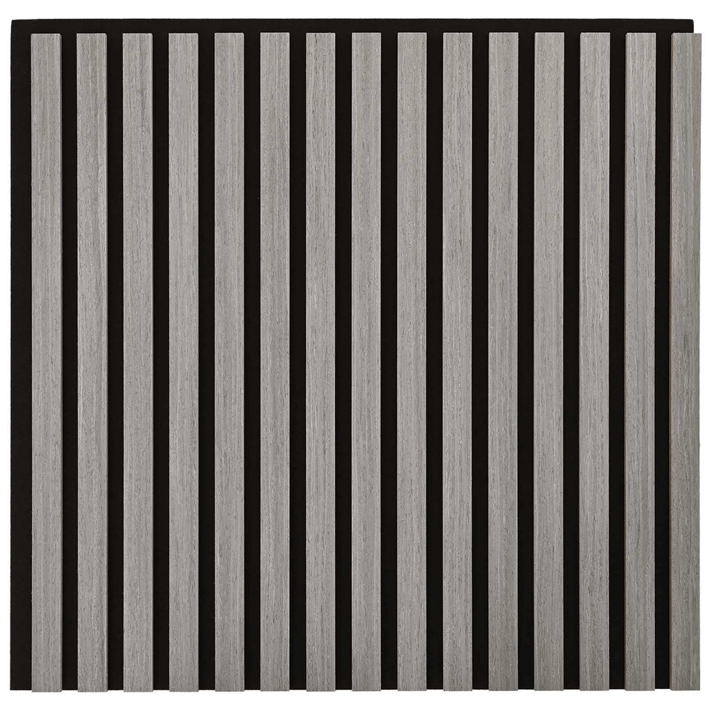 Panneau acoustique mural chêne gris – Lattes sur feutre noir 60,5 x 60 cm - lot de 8