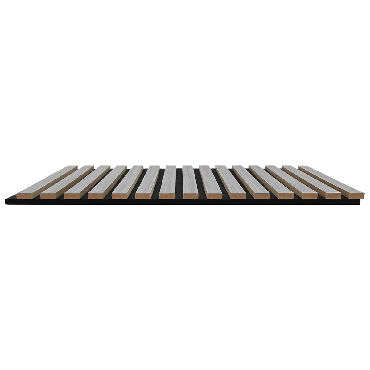Panneau acoustique mural chêne gris – Lattes sur feutre noir 60,5 x 60 cm - lot de 8