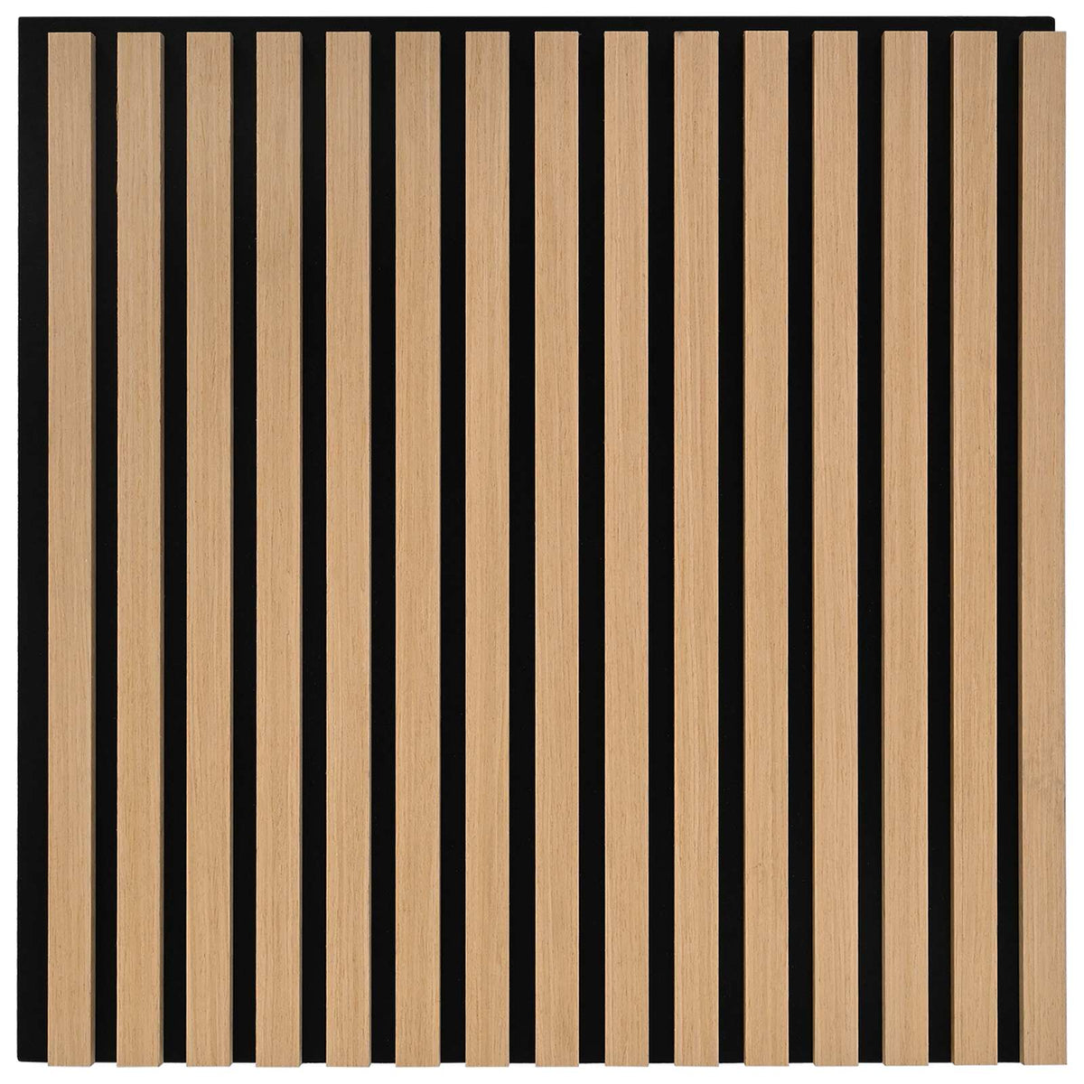 Panneau acoustique mural chêne naturel – Lattes sur feutre noir 60,5 x 60 cm - Lot de 8