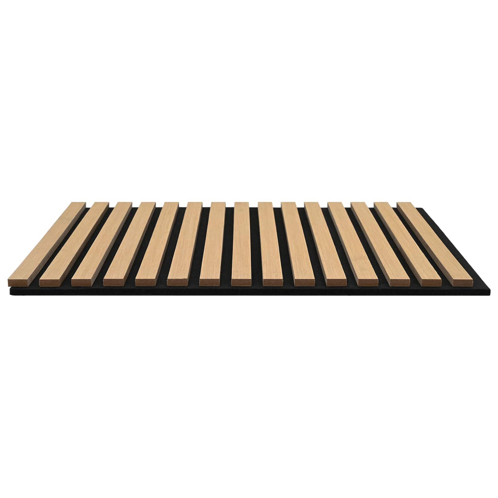 Panneau acoustique mural chêne naturel – Lattes sur feutre noir 60,5 x 60 cm - Lot de 8