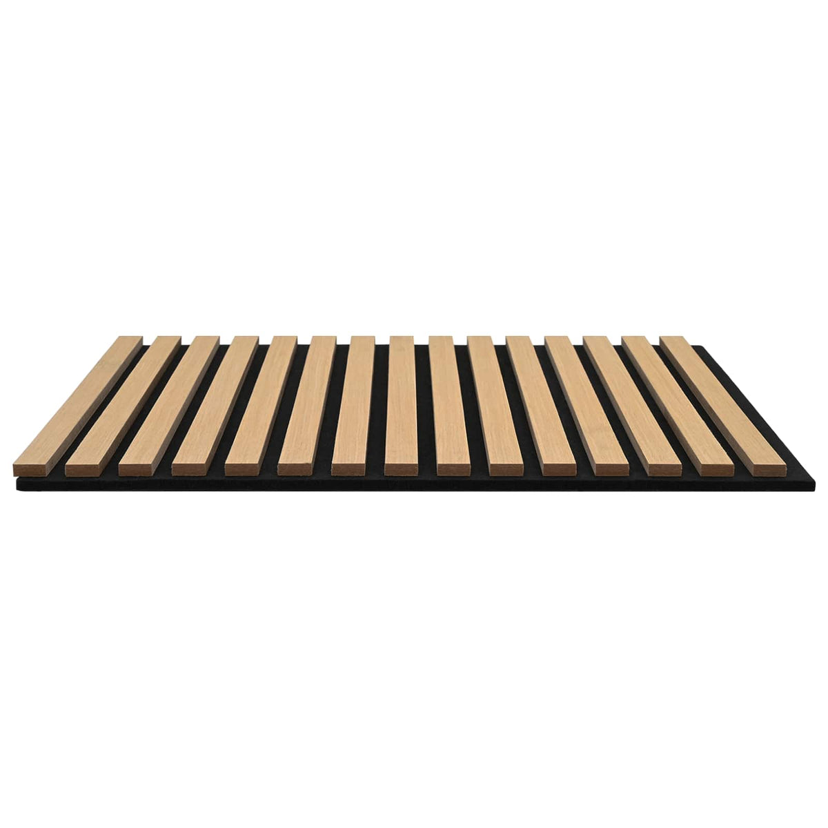 Panneau acoustique mural chêne naturel – Lattes sur feutre noir 60,5 x 60 cm - Lot de 8