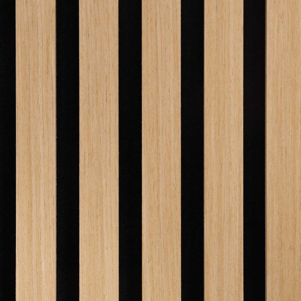 Panneau acoustique mural chêne naturel – Lattes sur feutre noir 60,5 x 60 cm - Lot de 8