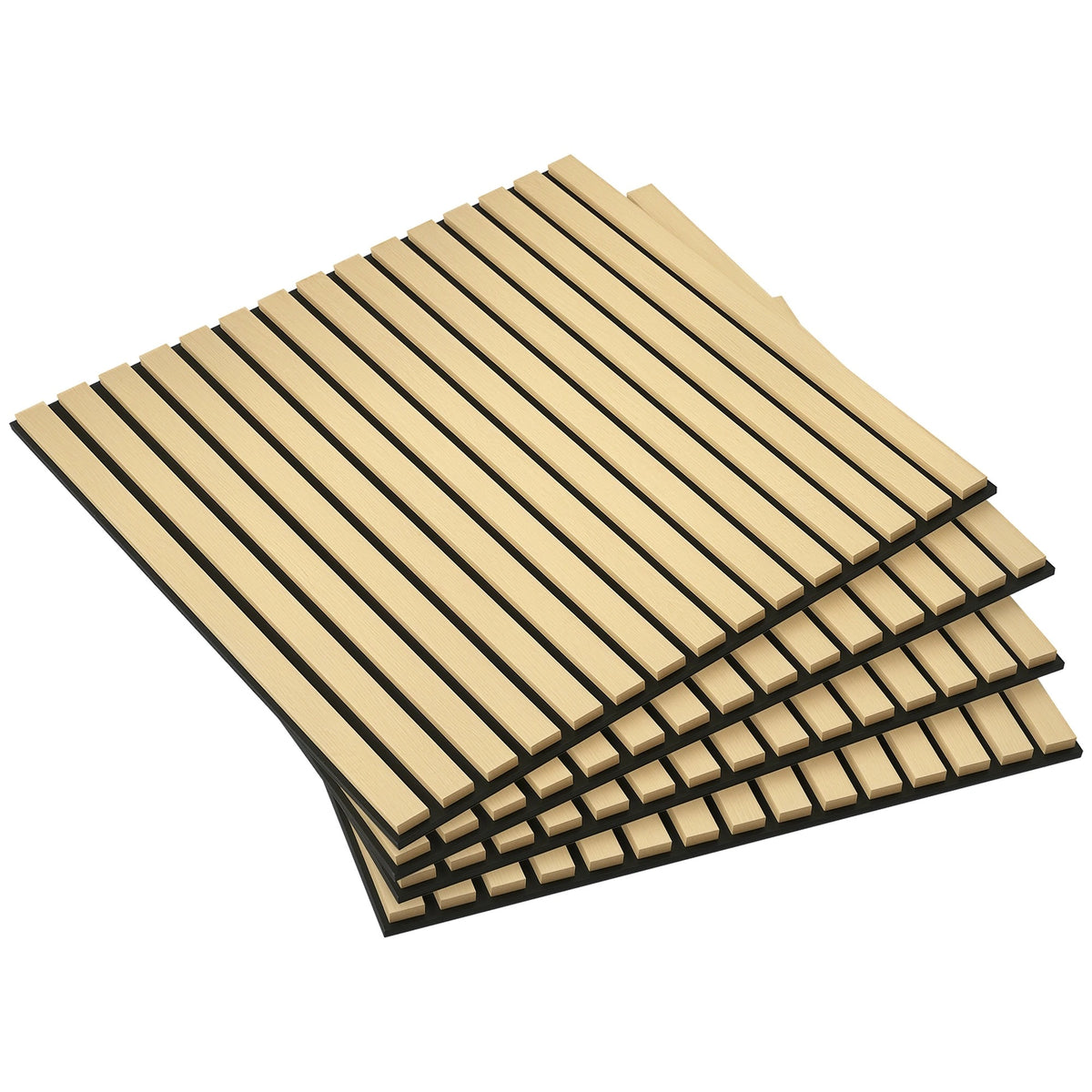 Panneau acoustique mural chêne naturel 60 x 60 cm – Double épaisseur - lot de 4